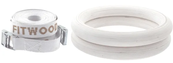 FitWood ULPU Gymnastikkringer 28mm - Glazing-overflate / Hvit Stropp